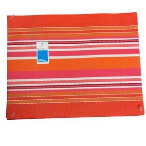 Room Essentials Indoor Outdoor Placemats Set of 8 Woven Vinyl Tangerine Rainbow